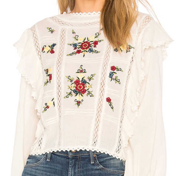 embroidered ruffle top